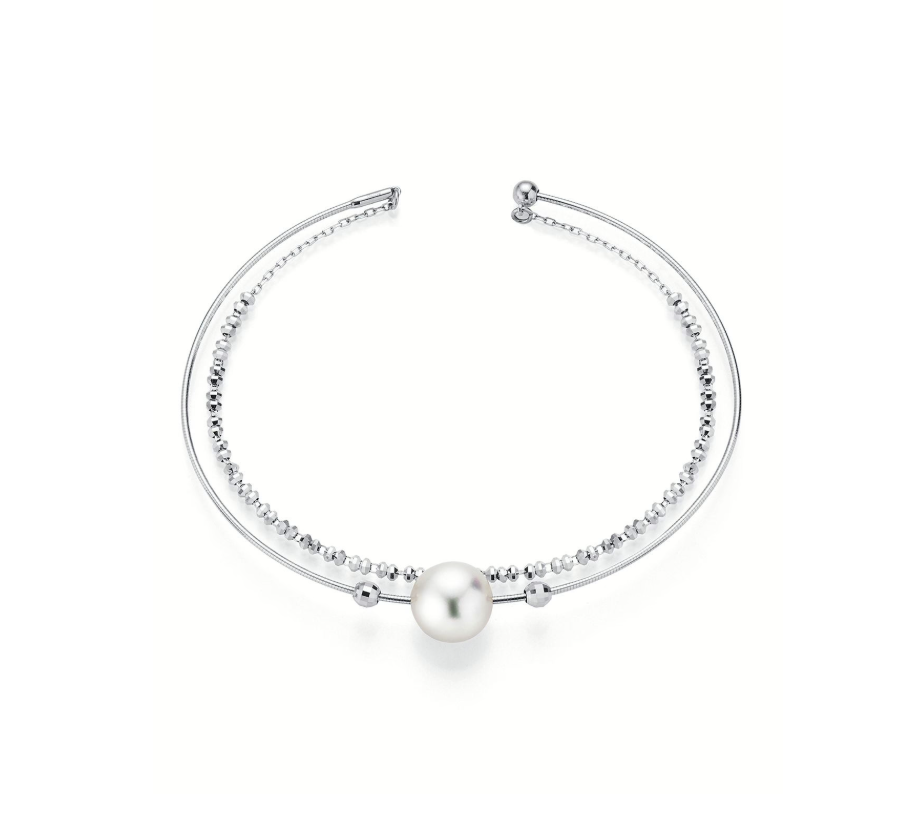 Mehrreihiges Perlenarmband aus Weißgold