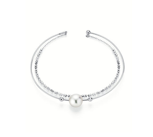 Mehrreihiges Perlenarmband aus Weißgold