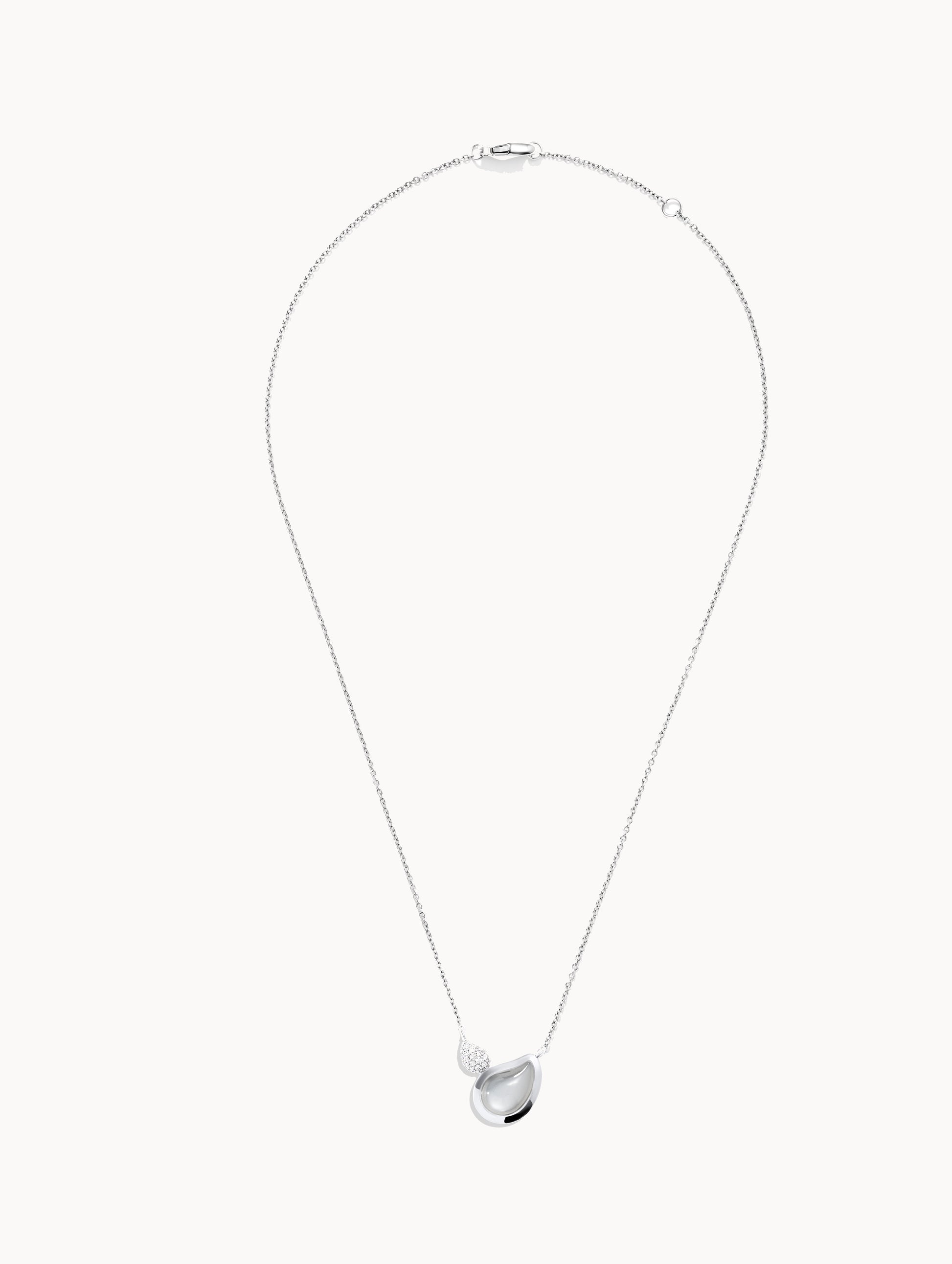 TAMARA COMOLLI COLLIER SIGNATURE 2 DROPS MONDSTEIN GRAU MIT DIAMANT PAVÉ