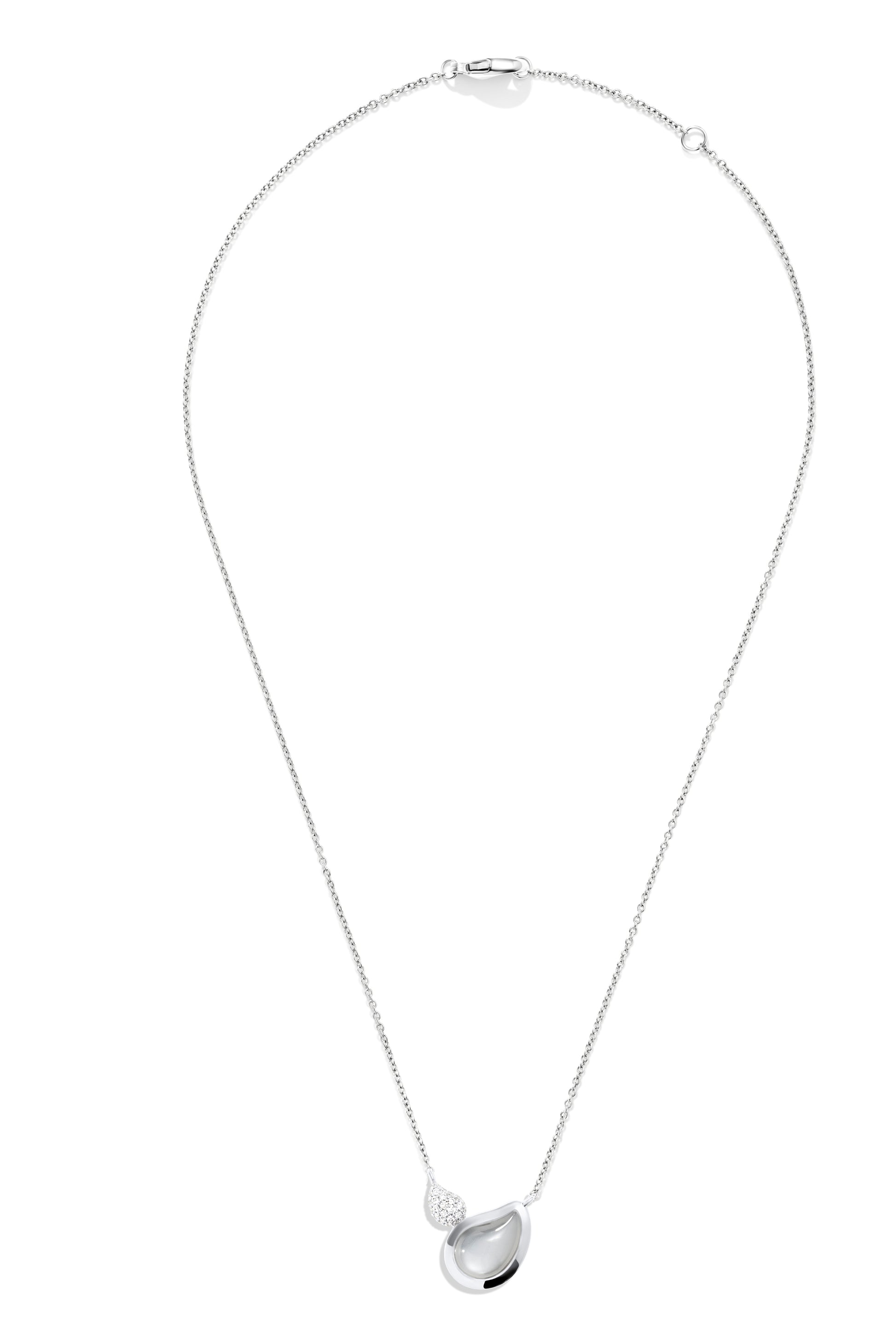 TAMARA COMOLLI COLLIER SIGNATURE 2 DROPS MONDSTEIN GRAU MIT DIAMANT PAVÉ